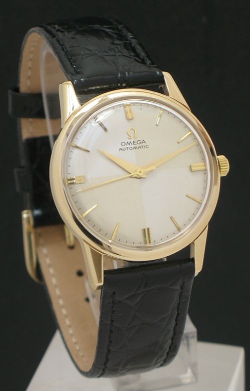 Stunning Solid 9ct Gold Omega Automatic Calibre 552 Automatic Harlequin Dial Vintage Mens Watch