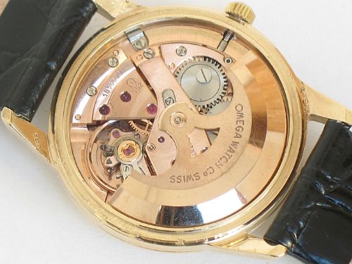 fig 5. STUNNING SOLID 9CT GOLD OMEGA AUTOMATIC CALIBRE 552 AUTOMATIC HARLEQUIN DIAL VINTAGE MENS WATCH