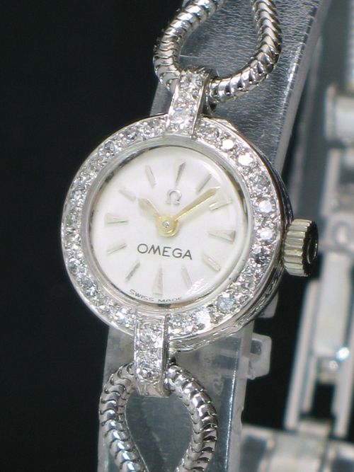 fig 2. DELIGHTFUL OMEGA PLATINUM AND DIAMOND LADIES VINTAGE COCKTAIL WATCH C1960