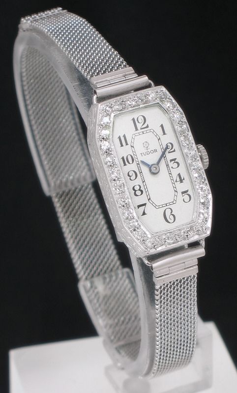 fig 1. DIVINE ROLEX TUDOR PLATINUM AND DIAMOND ART DECO LADIES VINTAGE COCKTAIL WATCH C1930