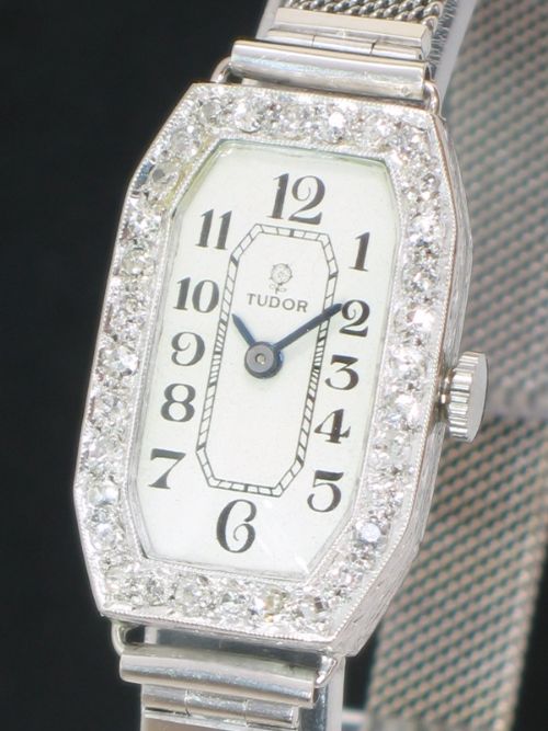 fig 2. DIVINE ROLEX TUDOR PLATINUM AND DIAMOND ART DECO LADIES VINTAGE COCKTAIL WATCH C1930