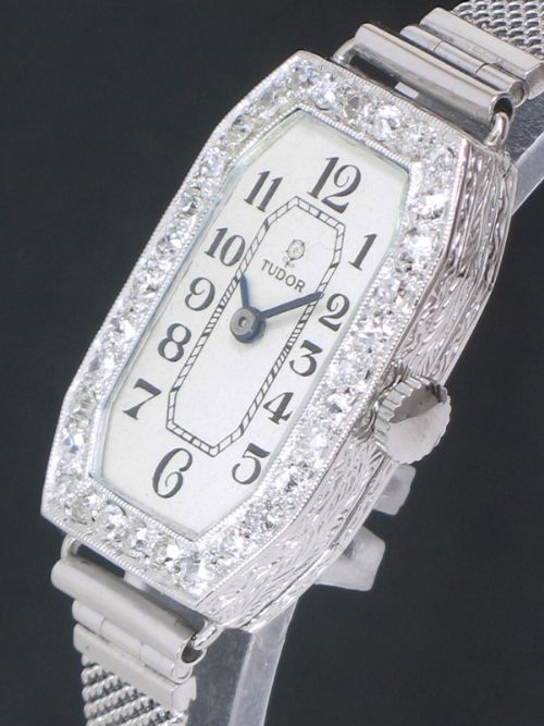 fig 3. DIVINE ROLEX TUDOR PLATINUM AND DIAMOND ART DECO LADIES VINTAGE COCKTAIL WATCH C1930