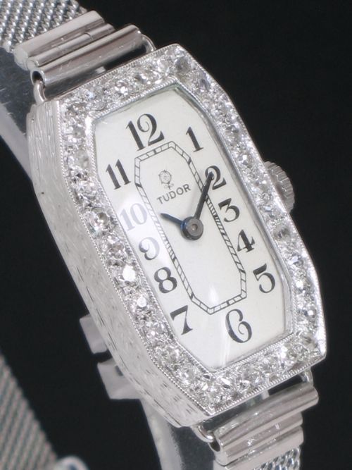 fig 4. DIVINE ROLEX TUDOR PLATINUM AND DIAMOND ART DECO LADIES VINTAGE COCKTAIL WATCH C1930