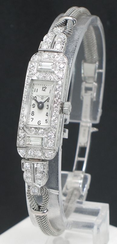 Stunniing Longines Platinum and 2cts Diamond Ladies Vintage Cocktail Watch C1956