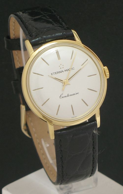 fig 2. SOLID 18CT GOLD ETERNA-MATIC CENTENAIRE AUTOMATIC VINTAGE MENS WATCH C1958-59
