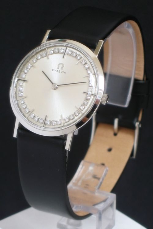 Rare Omega Solid 14ct White Gold and Diamond Calibre 620 Vintage Watch