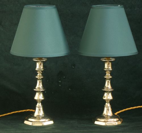 Wonderful Pair of Victorian Solid Brass Desk or Table Lamps C1890