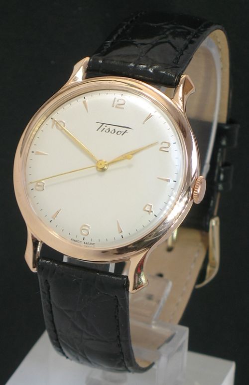 Wonderful Solid 14ct Rose Gold Tissot Oversize Manual Wind Vintage Watch C1950