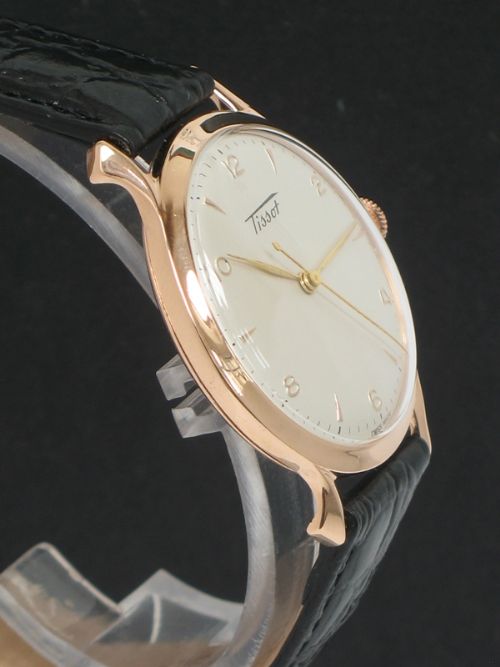 fig 5. WONDERFUL SOLID 14CT ROSE GOLD TISSOT OVERSIZE MANUAL WIND VINTAGE WATCH C1950