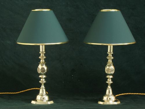 Pair of  Victorian Solid Brass Table or Desk Lamps C1880