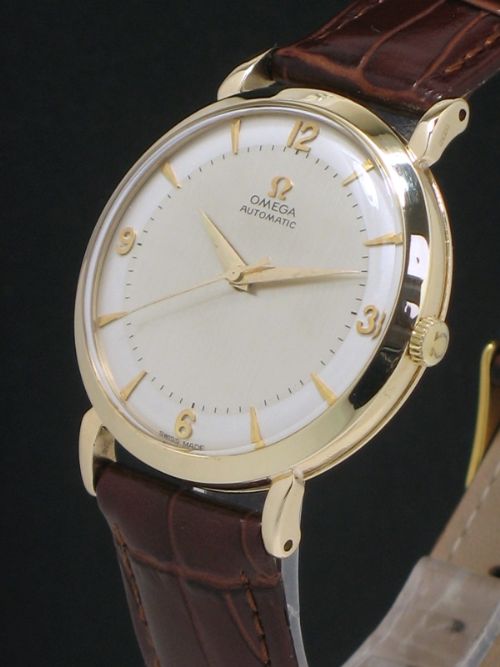 fig 2. STUNNING SOLID 9CT GOLD OMEGA CALIBRE 501 AUTOMATIC TWO TONE DIAL MENS VINTAGE WATCH C1959