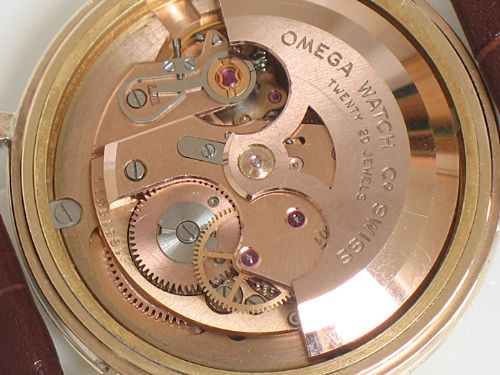 fig 6. STUNNING SOLID 9CT GOLD OMEGA CALIBRE 501 AUTOMATIC TWO TONE DIAL MENS VINTAGE WATCH C1959