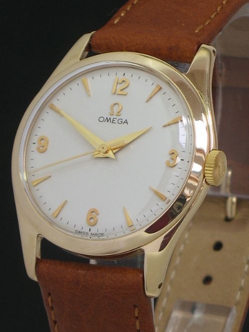fig 1. SOLID 9CT GOLD OMEGA CALIBRE 420 MENS VINTAGE WATCH C1956