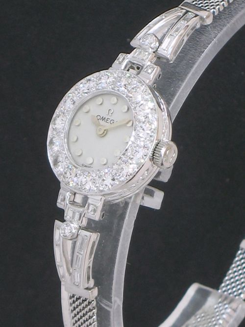 fig 3. BEAUTIFUL OMEGA PLATINUM AND DIAMOND ART DECO LADIES COCKTAIL WATCH c1959