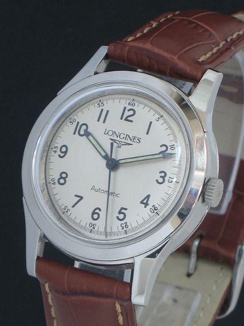 fig 2. LONGINES CALIBRE 22AS AUTOMATIC MILITARY STYLE MENS VINTAGE WATCH C1952