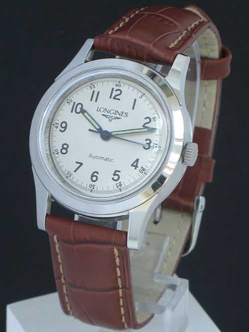 fig 3. LONGINES CALIBRE 22AS AUTOMATIC MILITARY STYLE MENS VINTAGE WATCH C1952