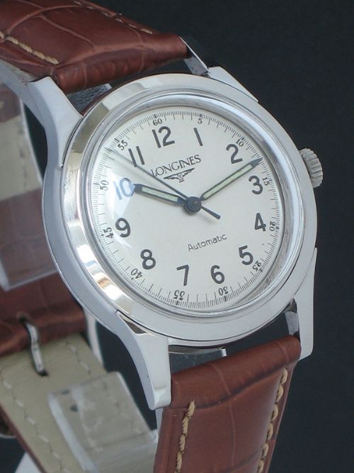 fig 4. LONGINES CALIBRE 22AS AUTOMATIC MILITARY STYLE MENS VINTAGE WATCH C1952