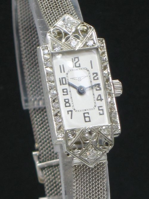 fig 4. LOVELY LONGINES 18CT WHITE GOLD AND DIAMOND LADIES ART DECO COCKTAIL WATCH C1935