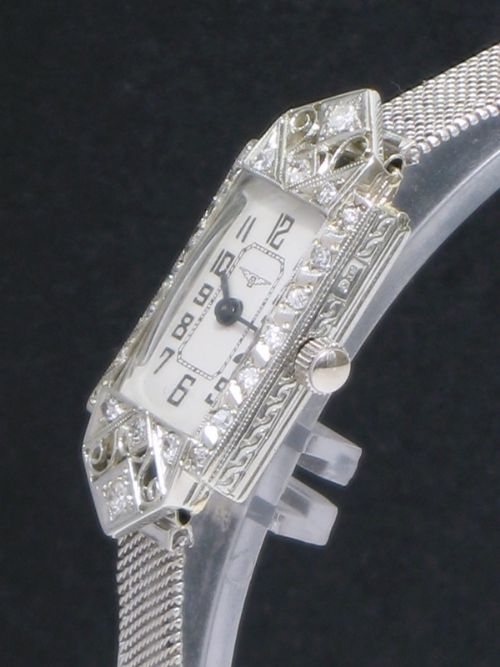 fig 5. LOVELY LONGINES 18CT WHITE GOLD AND DIAMOND LADIES ART DECO COCKTAIL WATCH C1935