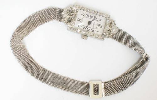 fig 6. LOVELY LONGINES 18CT WHITE GOLD AND DIAMOND LADIES ART DECO COCKTAIL WATCH C1935