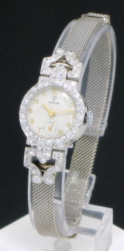 Stunning Rolex Tudor Platinum and Diamond Art Deco Ladies Cocktail Watch C1938