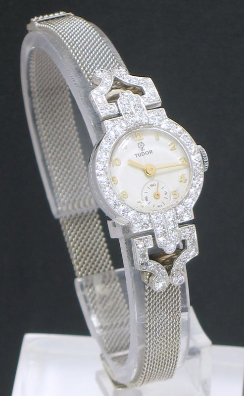 fig 1. STUNNING ROLEX TUDOR PLATINUM AND DIAMOND ART DECO LADIES COCKTAIL WATCH C1938