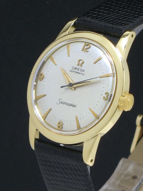 fig 2. OUTSTANDING SOLID 18CT GOLD OMEGA SEAMASTER BUMPER AUTOMATIC CALIBRE 354 MENS VINTAGE WATCH C1953