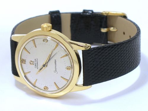 fig 4. OUTSTANDING SOLID 18CT GOLD OMEGA SEAMASTER BUMPER AUTOMATIC CALIBRE 354 MENS VINTAGE WATCH C1953