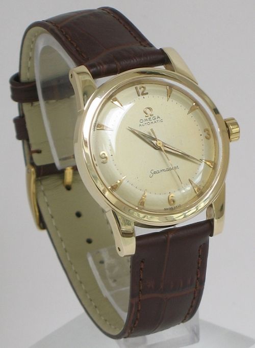 Completely Original Solid 14ct Gold Omega Seamaster Automatic Bumper Ref Oj2520 Mens Vintage Watch C1952