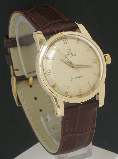 fig 2. COMPLETELY ORIGINAL SOLID 14CT GOLD OMEGA SEAMASTER AUTOMATIC BUMPER REF OJ2520 MENS VINTAGE WATCH C1952