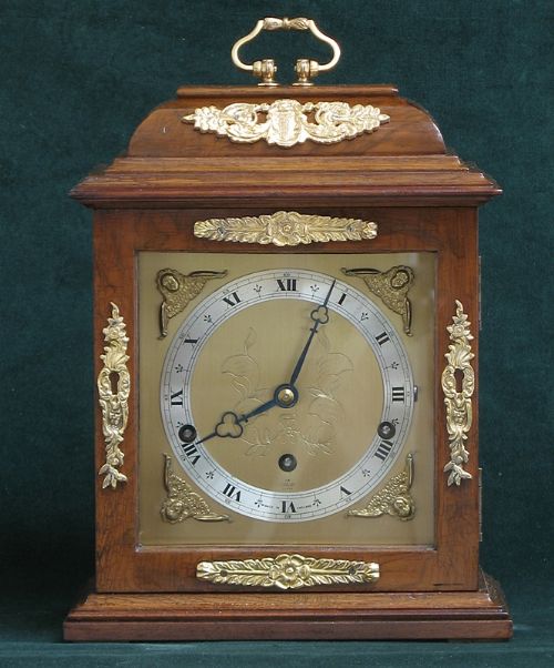 fig 2. BEAUTIFUL BURR WALNUT WESTMINSTER AND WHITTINGTON CHIME BRACKET OR MANTEL CLOCK BY ELLIOTT OF LONDON