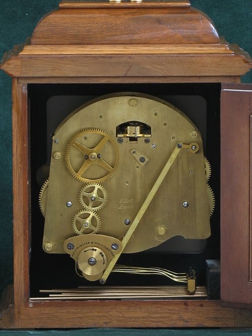 fig 5. BEAUTIFUL BURR WALNUT WESTMINSTER AND WHITTINGTON CHIME BRACKET OR MANTEL CLOCK BY ELLIOTT OF LONDON