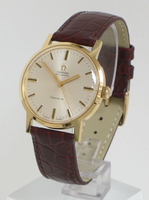 fig 1. STUNNING ORIGINAL MINT CONDITION SOLID 18CT GOLD OMEGA GENEVE MENS VINTAGE WATCH