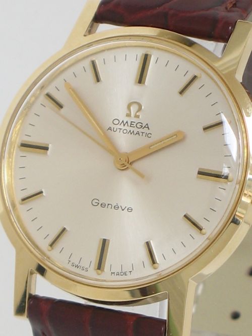 fig 2. STUNNING ORIGINAL MINT CONDITION SOLID 18CT GOLD OMEGA GENEVE MENS VINTAGE WATCH