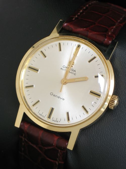 fig 5. STUNNING ORIGINAL MINT CONDITION SOLID 18CT GOLD OMEGA GENEVE MENS VINTAGE WATCH