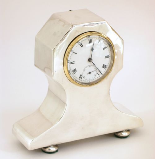 Sterling Silver Art Deco Boudoir Bedroom or Carriage Clock C1910