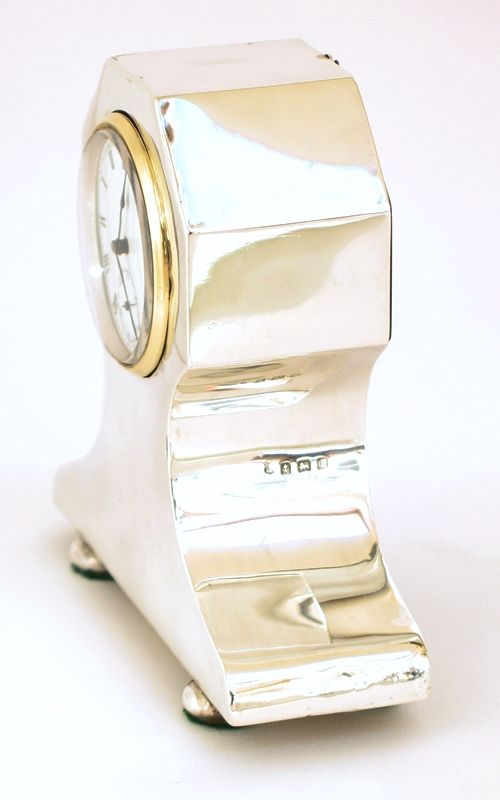 fig 2. STERLING SILVER ART DECO BOUDOIR BEDROOM OR CARRIAGE CLOCK C1910