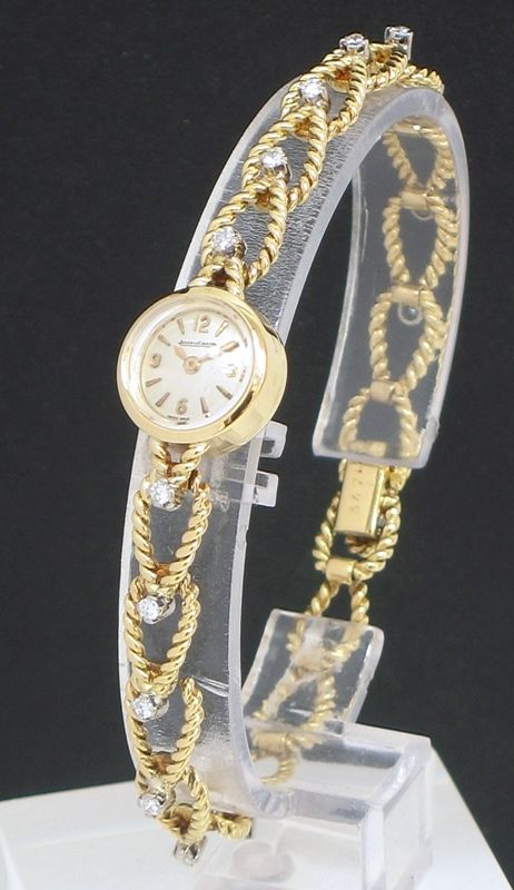 fig 1. UNIQUE SOLID 18CT GOLD AND DIAMOND JAEGER-LECOULTRE BACKWINDER LADIES COCKTAIL WATCH