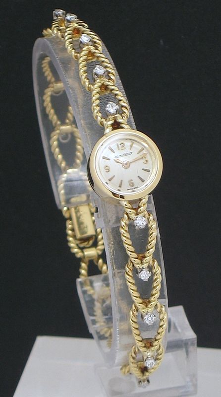 fig 2. UNIQUE SOLID 18CT GOLD AND DIAMOND JAEGER-LECOULTRE BACKWINDER LADIES COCKTAIL WATCH