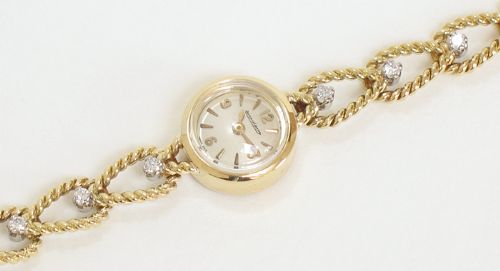 fig 3. UNIQUE SOLID 18CT GOLD AND DIAMOND JAEGER-LECOULTRE BACKWINDER LADIES COCKTAIL WATCH