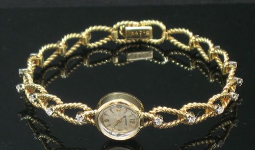 fig 6. UNIQUE SOLID 18CT GOLD AND DIAMOND JAEGER-LECOULTRE BACKWINDER LADIES COCKTAIL WATCH
