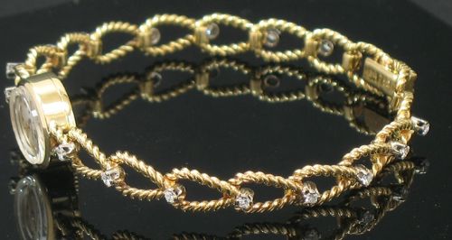 fig 8. UNIQUE SOLID 18CT GOLD AND DIAMOND JAEGER-LECOULTRE BACKWINDER LADIES COCKTAIL WATCH