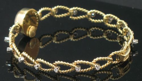 fig 9. UNIQUE SOLID 18CT GOLD AND DIAMOND JAEGER-LECOULTRE BACKWINDER LADIES COCKTAIL WATCH