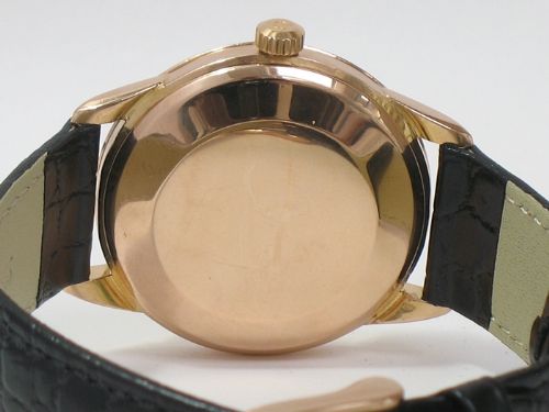fig 5. RARE SOLID 18CT ROSE GOLD OMEGA GENEVE AUTO MENS VINTAGE WATCH WITH BOX C1958