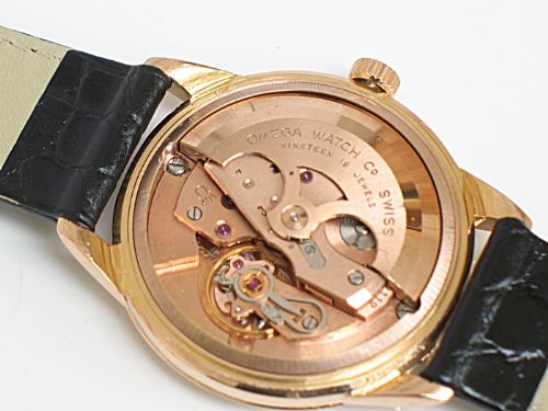 fig 6. RARE SOLID 18CT ROSE GOLD OMEGA GENEVE AUTO MENS VINTAGE WATCH WITH BOX C1958