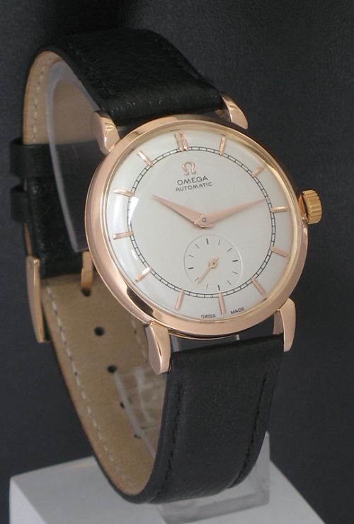 fig 1. INCREDIBLE SOLID 18CT ROSE GOLD OMEGA AUTOMATIC CALIBRE 332 BUMPER MENS WATCH C1949