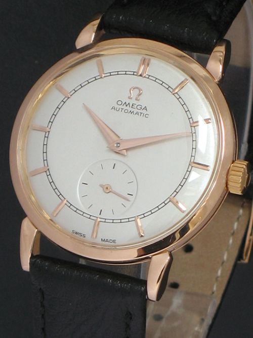 fig 2. INCREDIBLE SOLID 18CT ROSE GOLD OMEGA AUTOMATIC CALIBRE 332 BUMPER MENS WATCH C1949