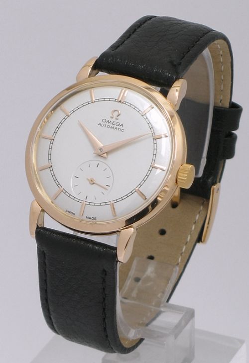 fig 3. INCREDIBLE SOLID 18CT ROSE GOLD OMEGA AUTOMATIC CALIBRE 332 BUMPER MENS WATCH C1949