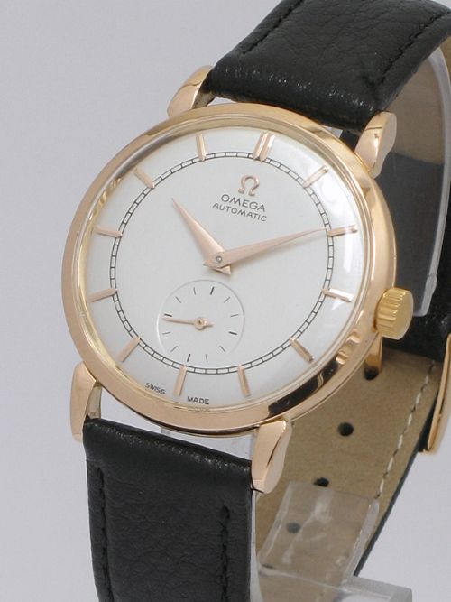 fig 4. INCREDIBLE SOLID 18CT ROSE GOLD OMEGA AUTOMATIC CALIBRE 332 BUMPER MENS WATCH C1949