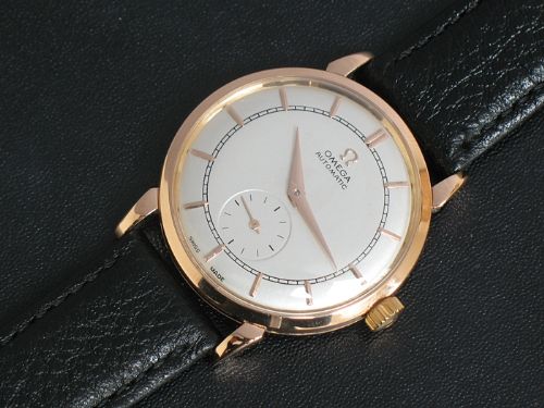 fig 8. INCREDIBLE SOLID 18CT ROSE GOLD OMEGA AUTOMATIC CALIBRE 332 BUMPER MENS WATCH C1949
